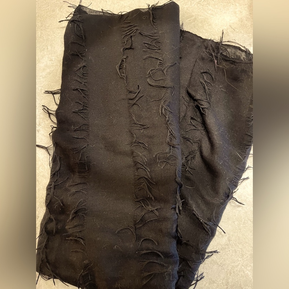 Frayed Black Pashmina Scarf